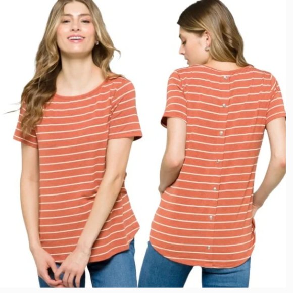 Pink Clover Tops - PINK CLOVER DAISEE BUTTON BACK TOP BURNT ORANGE STITCH FIX NWT